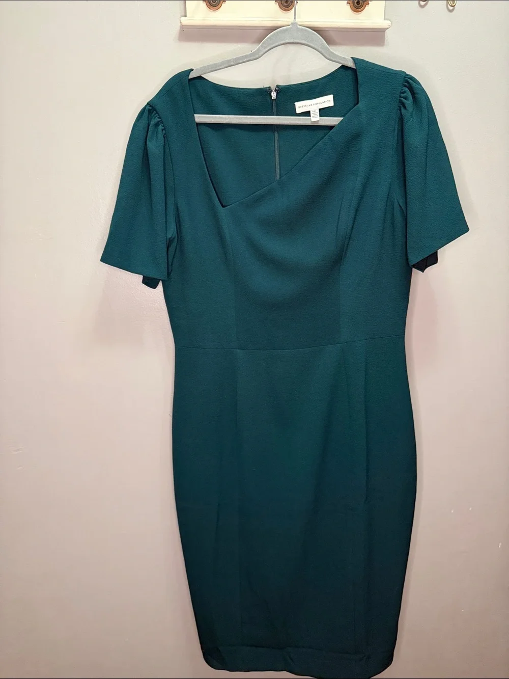 DRESS the POPULATION Pine Ruth  Asymmetrical Neck Midi Dress XXL